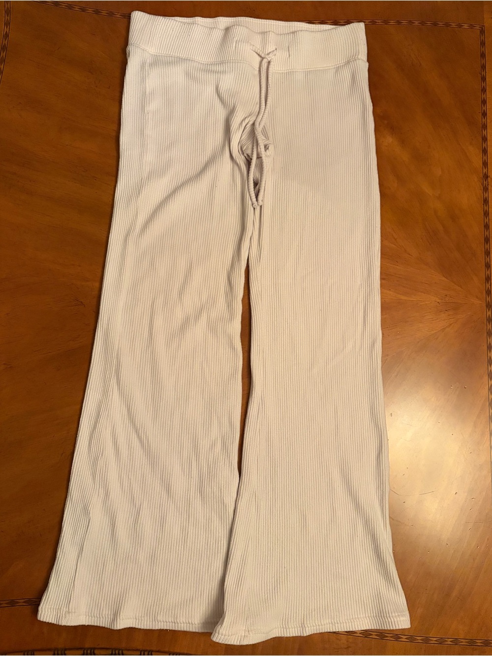 Hollister Cream Ribbed Flare Pants